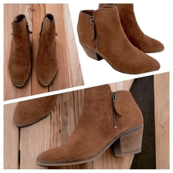 Frye Women's Judy Zip Bootie Ankle Boots Size 6 M 347-0015-COGNAC Suede - Picture 1 of 16